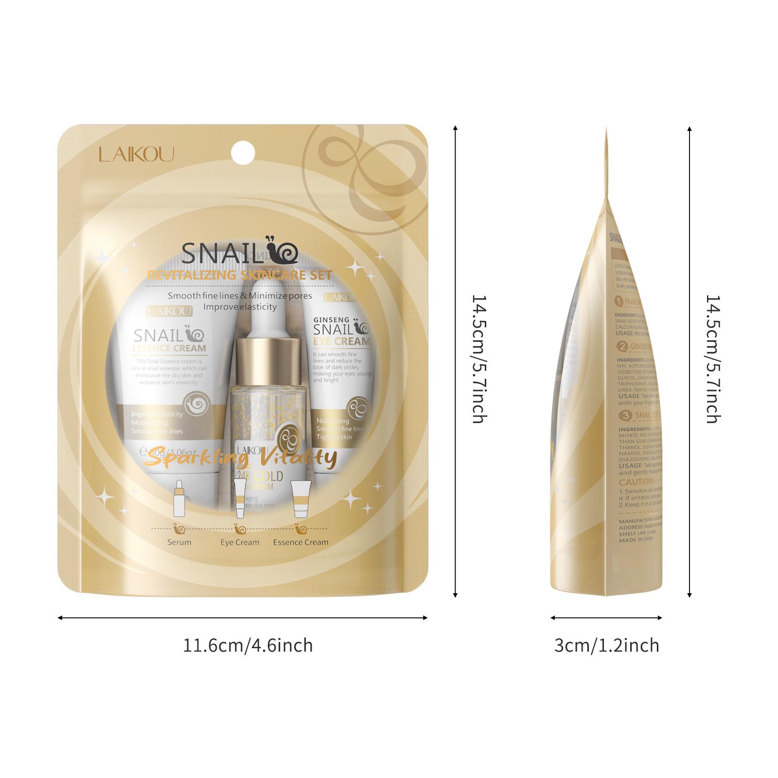 

LAIKOU Набор для ухода за кожей Snail Revitalization Skin Care Set из 3 предметов: очищающее средство для лица, крем для глаз, крем для лица 3-piece set