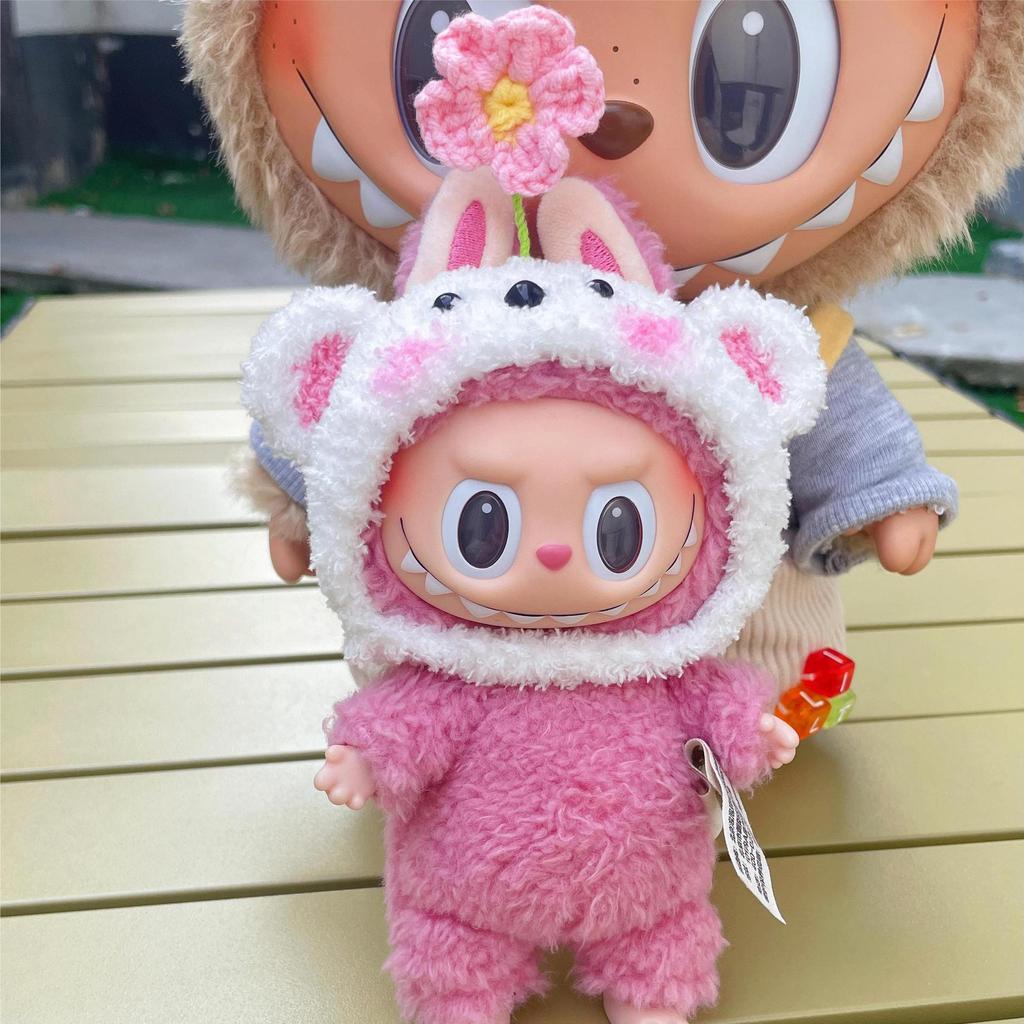 Heart-Beating Macaron Face Doll Clothes for 17cm Labubu - Three Generations Edition