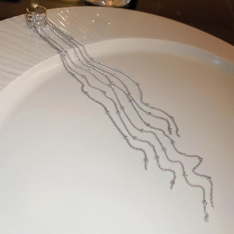 

Irregular c-chain fringed ear clips, long without ear piercings, ear bone clips, simple earrings for women