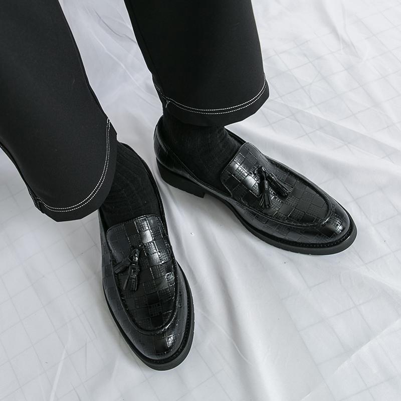 Herr Svart Loafers Läder Brun Formella Affärsskor Bröllopsklädsel Balskor Överdimensionerade