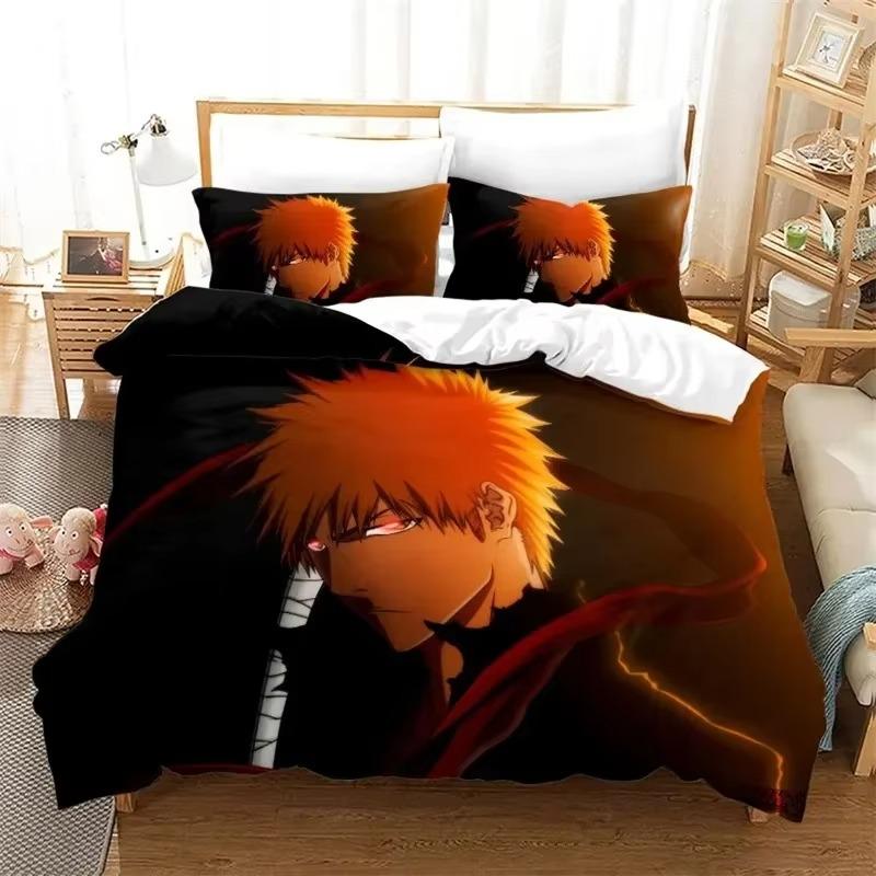 Anime Bleach Kurosaki Ichigo Beding Set Young Boys Young Girls Twin Quen Sized Dimensions Soft Duvet Cover Pilowcase Bed Children Kids Adult People
