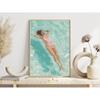 Dreamy Pastel Summer Beach Posters Woman Swimming Umbrella Sea Turtle Prints Canvas Painting Wall Picture Home Living Room Decor