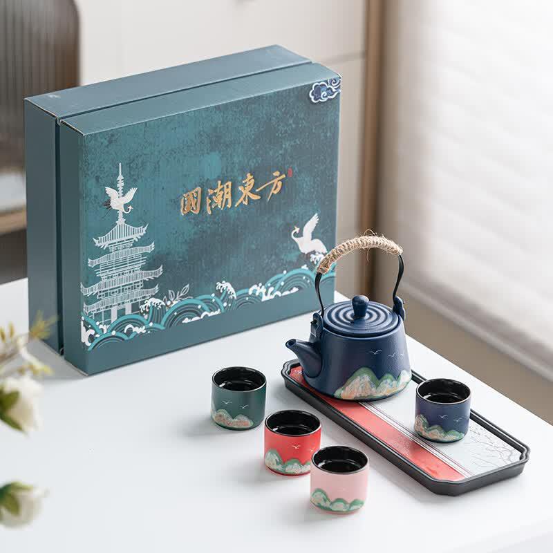 Jiangshan Oriental Hand-Painted Ceramic Tea Set