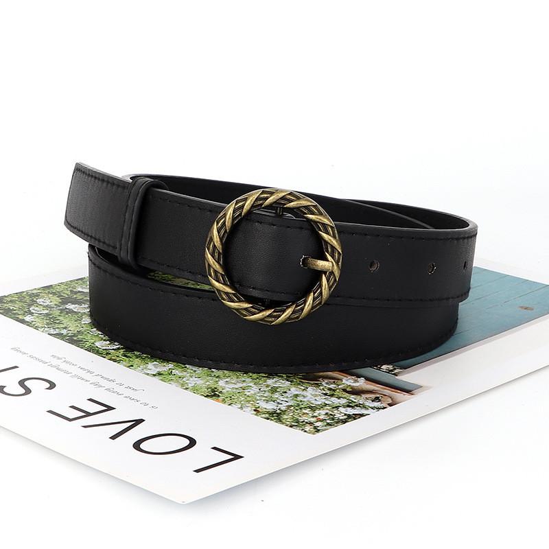 Retro Waist Minimalist Belt With Circular Buckle Design For Casual And Business