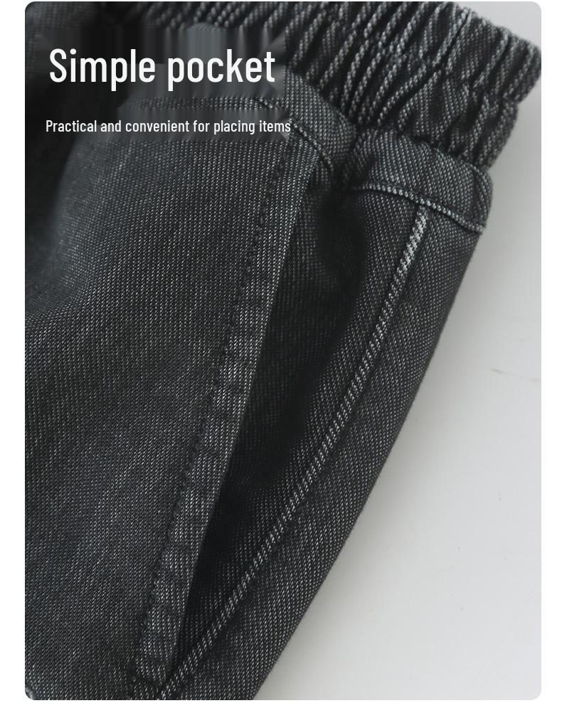 Boys' Fleece-Lined Winter Jeans: Thick Scimitar Pants for Big Kids - Autumn & Winter Style Carrot Sweatpants