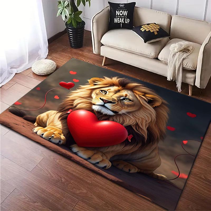 1PC Lion pattern printed Carpet Rug for Living Room Bedroom Home Sofa Decoration,Non-slip Floor Mat Floor mat