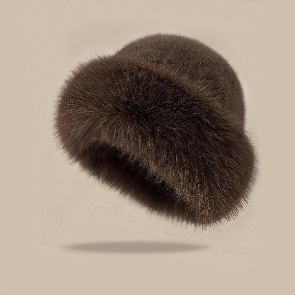 1Pc Winter Skiing Hat Women's Warm Hat with Thick Velvet Imitation Fur Fashion Fisherman's Hat Outdoor Windproof Ear Protection