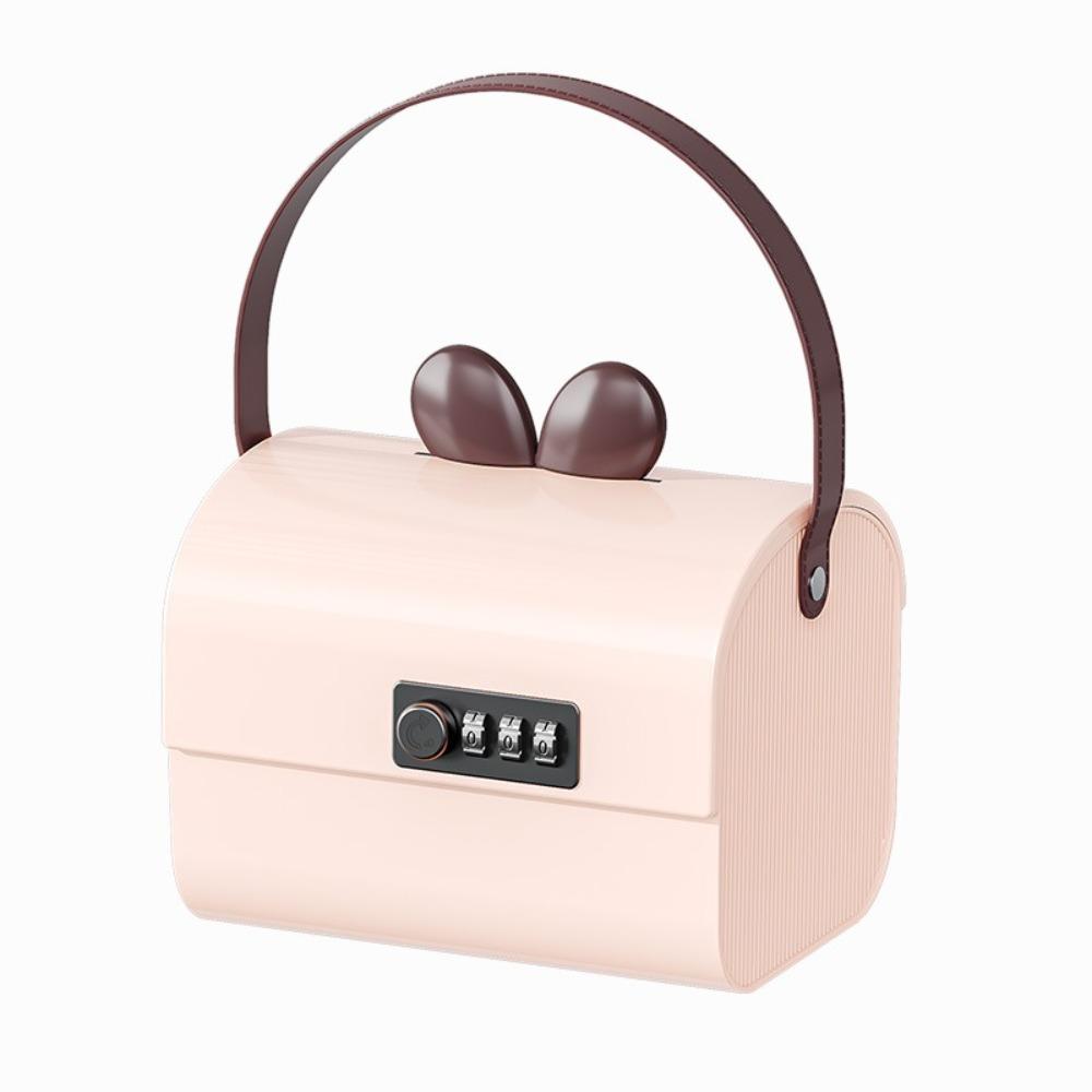 Large Capacity Bunny Ears Storage Box Plastic Material Multi-functional Kids Savings Box Cartoon Design Lockable Feature