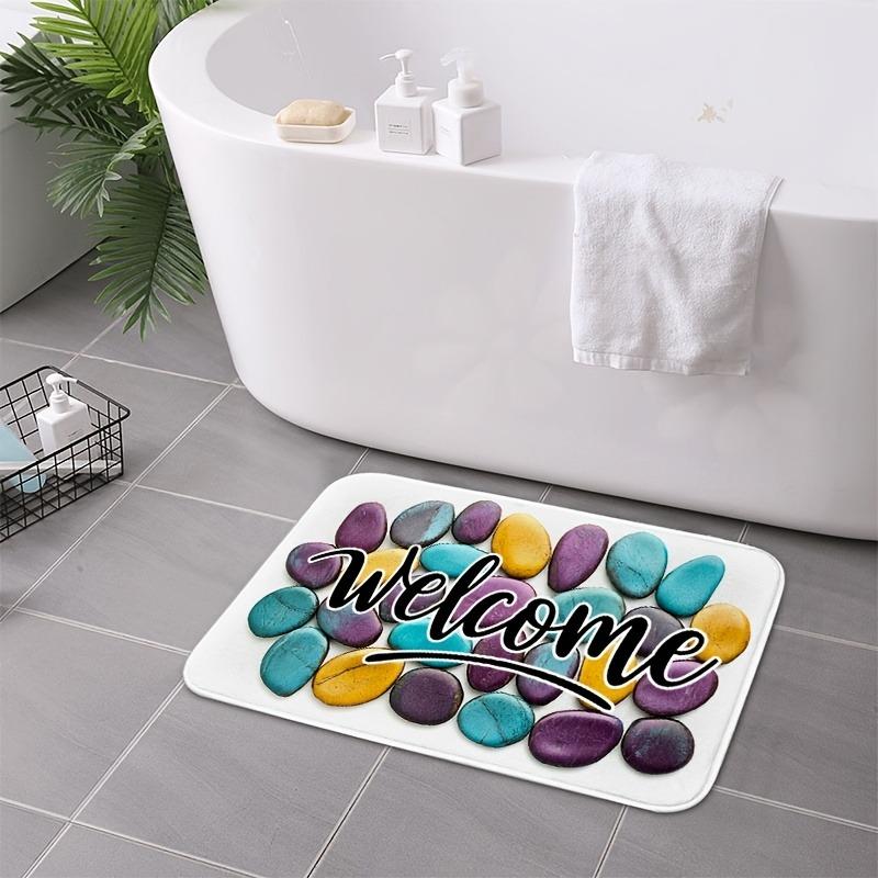 1PC Welcome Pattern Kitchen Rugs Non-Slip Home Door Mats Pop Design Bathroom Rug Bath Mat Carpet for Home Sink Laundry Decor