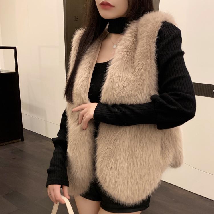 Autumn Winter Faux Mink Fur Vest Coat for Women Fur Outerwear Ladies Casual Sleeveless Jacket