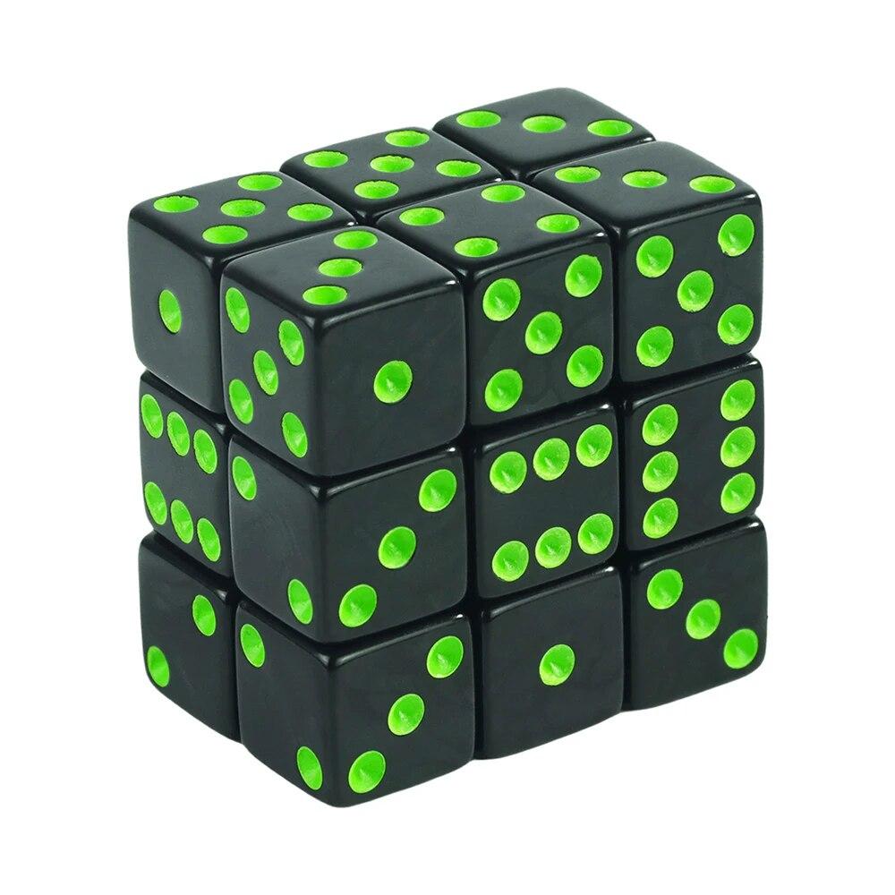 Black 16mm Acrylic Pips Dice Cubes - D6 Dice for Board Games, Fun and Teaching - 10Pcs