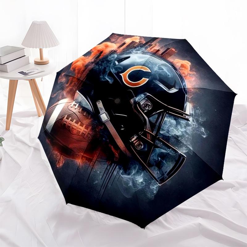 1pc Chicago Bears Helmet Artwork Umbrella with Plastic Handle,Suitable for All Seasons Home Travel Outdoor UmbrellaDD451