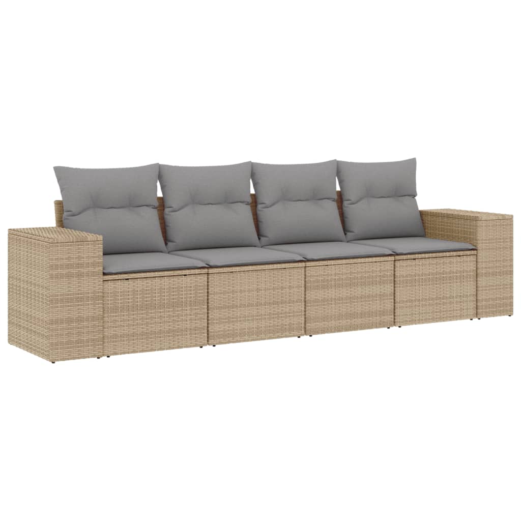 Vidaxl 4-Cz. Set di Mobili da Giardino con Cuscini, Beige, Polyrattan