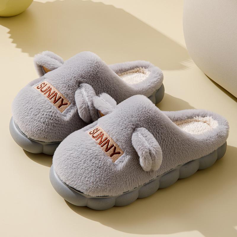 Cotton slippers women and men autumn and winter home couple home indoor warm non-slip thick bottom plush