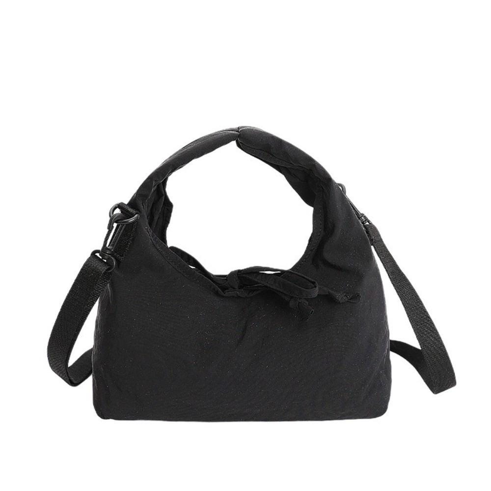 Bow Nylon Shoulder Bag Korean Style Oxford Cloth Underarm Bag Japanese Casual Dumpling Bag  Travel чёрный