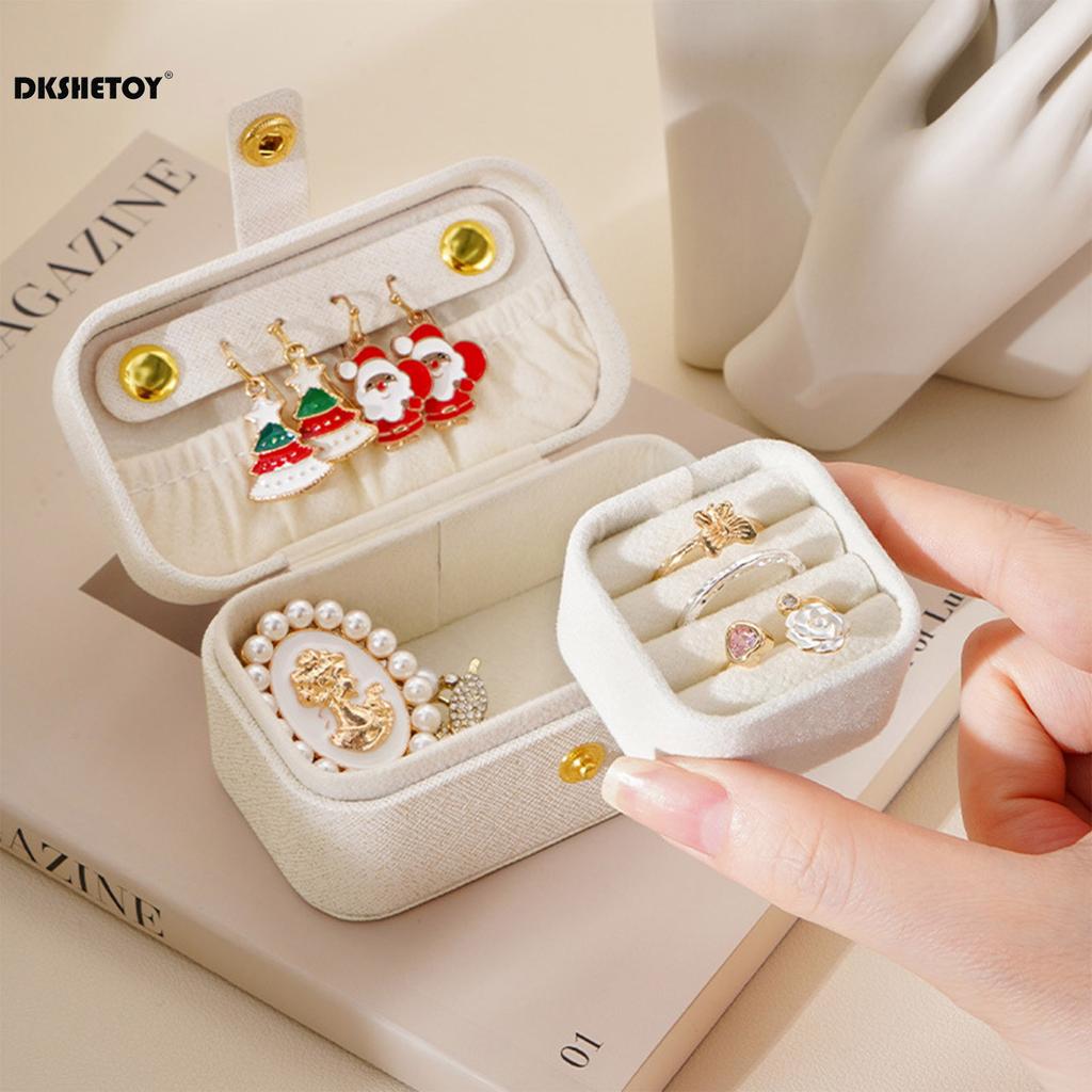 Mini Faux Leather Jewelry Box Multiple Compartments Jewelry Display Case for Travel Rings Jewelry Holder