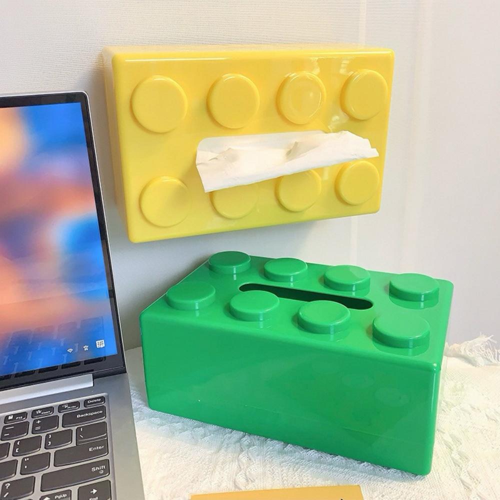 1 Building Block-shaped Tissue Boxmultifunctionalplastic Storage Box Vibrant Colors Wallmountable Or Tabletop Decorative Contain