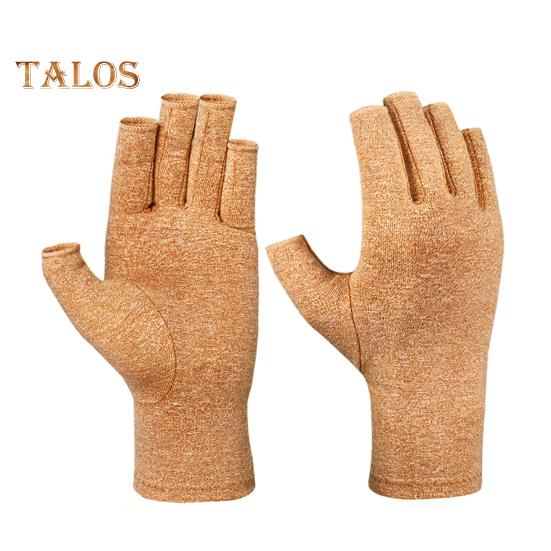 1 Pair Health Care Gloves Balanced Pressure Elastic Wrap Lightweight Neat Seams Half-Finger Design for Cycling Driving Fitness Touchscreen Mountain