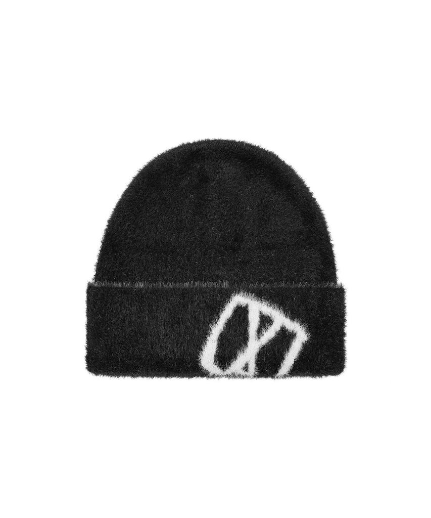 Bajal Va Square Jacquard Angora Beanie Black