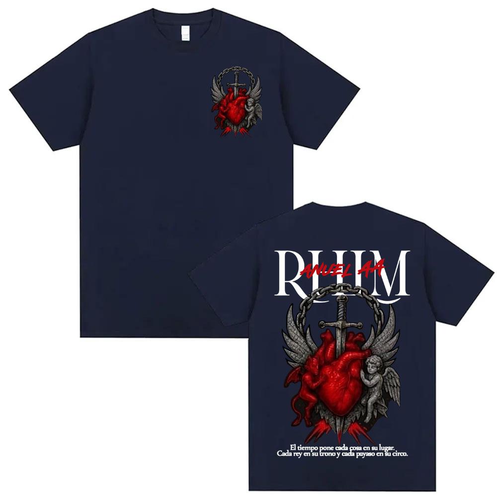 Rapper Anuel AA Rhlm 2 Album Tour Graphic T-shirts Men's Clothing Oversized Hip Hop Short Sleeve Summer O-Neck Comfort T Shirts