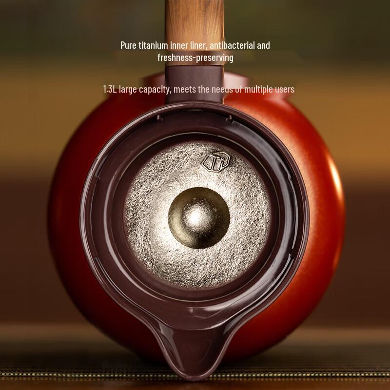 SAMADOYO Titanium Insulated Stewing Tea Pot with Temperature Display