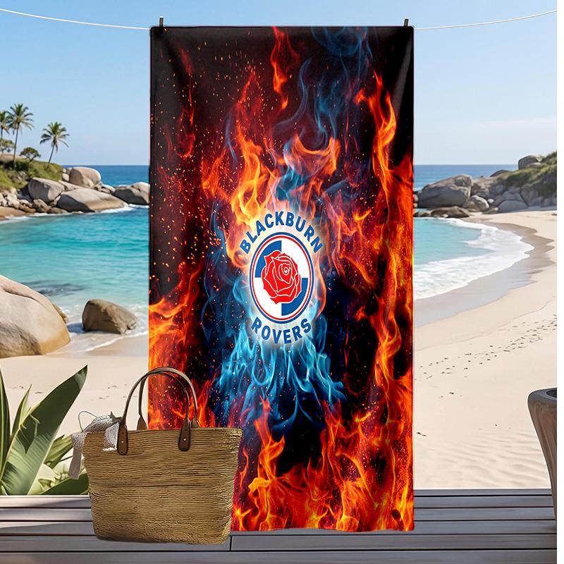 Blackburn Rovers Football Print Beach Towel, Large Soft Quick Dry Towel for Beach Camping Swimming