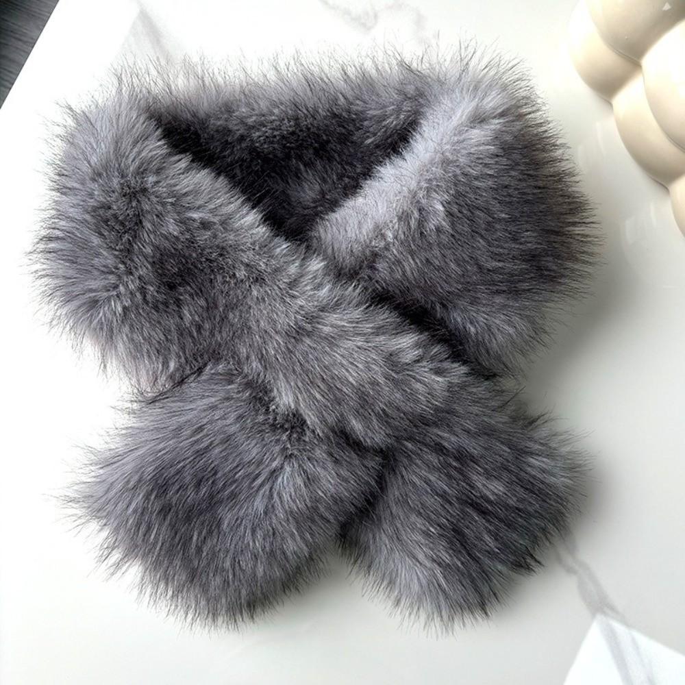 Kunstfuchs Pelz Kreuz Schal Verdicken Halstuch Wickel Mode Halstuch Damen Mädchen