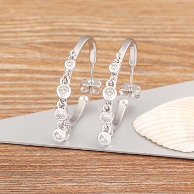 

Nidin Light Luxury Shiny Zircon Gold/Silver Color Circle Hoop Earrings for Women Girls Fashion Round Pendant Ear Jewelry Gifts срібний