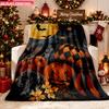 Blanket 1pc Halloween Pumpkins Bats Lanterns 2D-Printed Flannel Throw Blanket-Soft And Cozy Suitable for Use On The Sofa While Tra