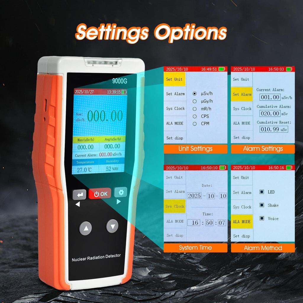 Professional Nuclear Radiation Detector and Personal Ionizing Dose Alarm.