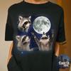 Three Howling Raccoons Moon T-Shirt: Vintage Style Y2k Animal Lover Gift