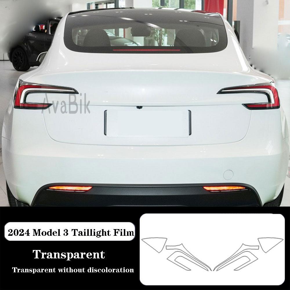 For Tesla Model 3 Highland 2024 PPF Headlight & Taillight Film Black Transparent Anti-scratch Self-healing Protection Stickers