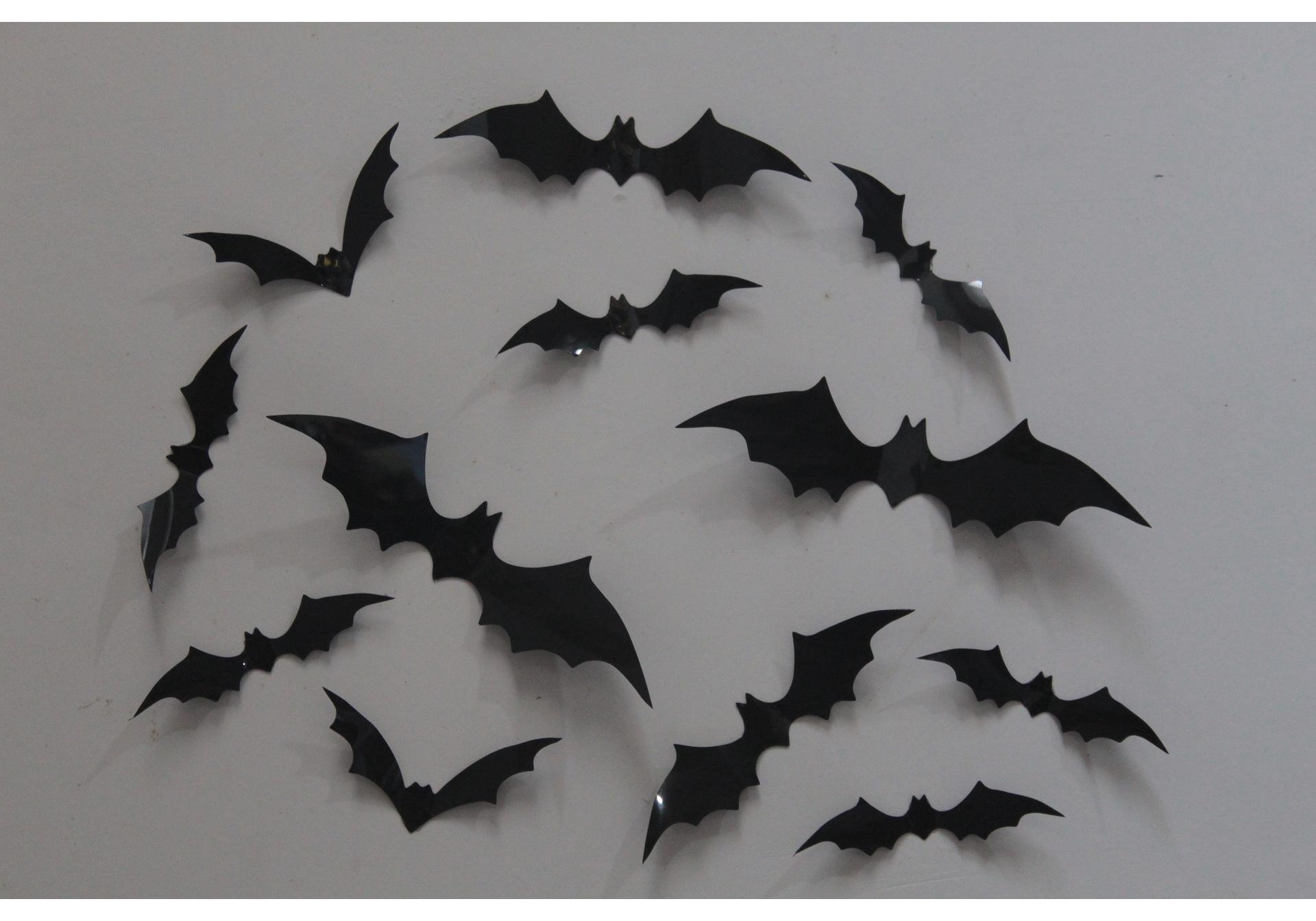 Happy Halloween Buchstabenbanner und Fledermaus-Aufkleber PVC-Dekorationsset gray
