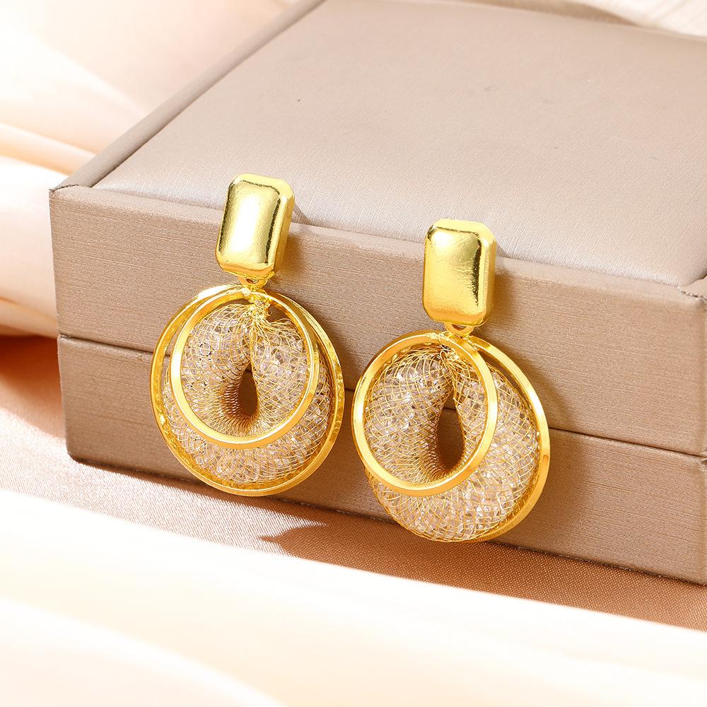 Геометрические Серьги-Кольца Двойное Кольцо Тяжелой Промышленности, Средневековый Винтажный Дизайн, Модный Показ, Серьги для Тонкого Лица