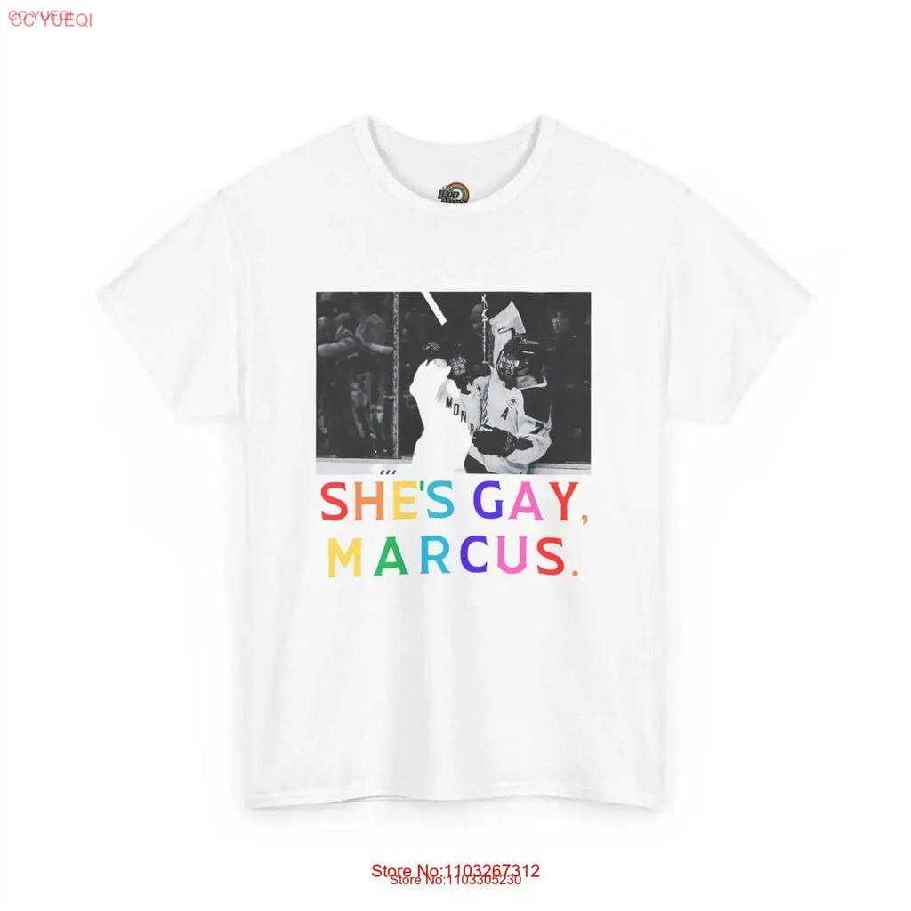 Pwhl Shes Gay Marcus T Shirt Vintage Comfortable Soft Designer Clothes Unisex Casual Fashion Graphic Breathable
