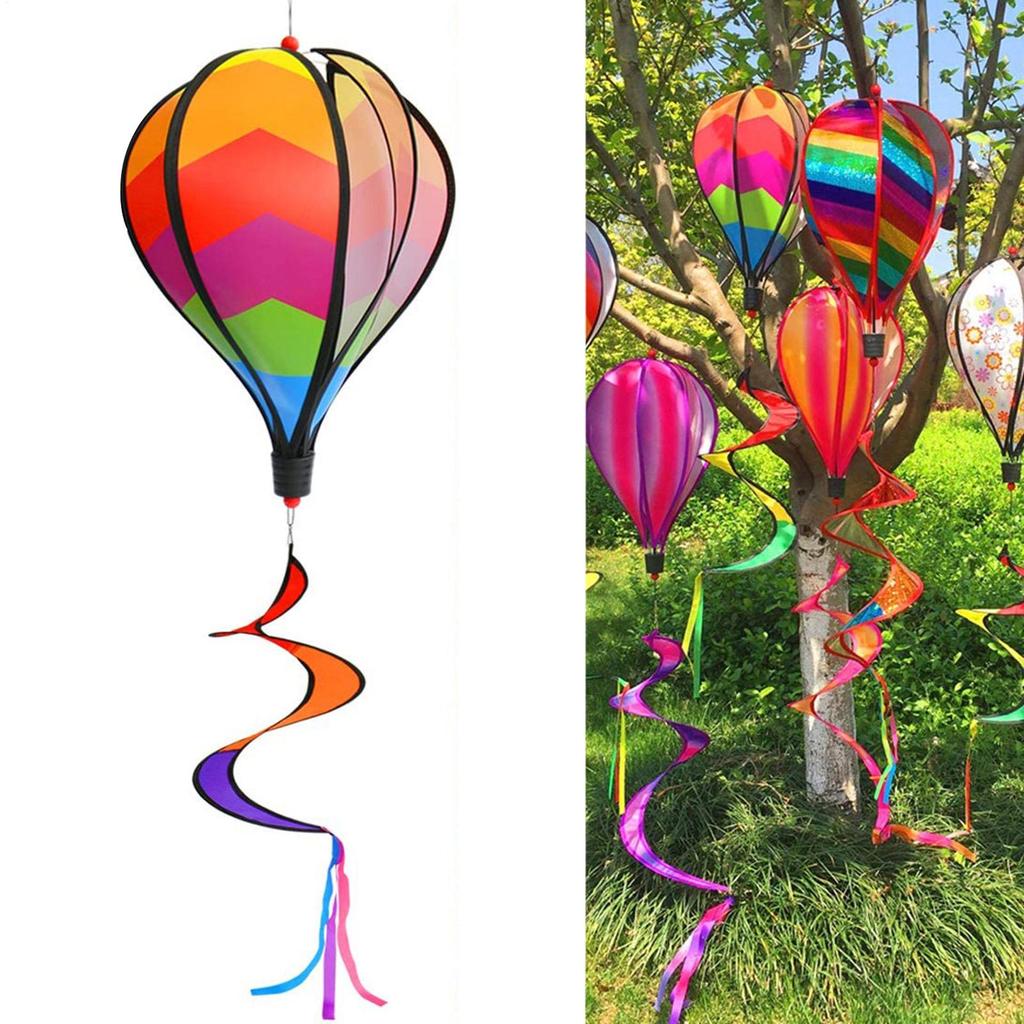 1pc Hot Air Balloon Wind Spinner Rainbow Hanging Wind Twister Outdoor Windmill Garden Yard Festival Celebration Balloon