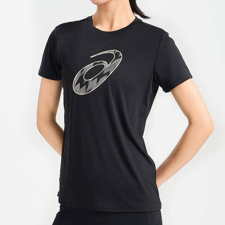 Asics Logo Breathable Round Neck Pullover Short Sleeve T-Shirt Women T-Shirt Black 2012D060-001