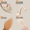 Summer new fashion satin rhinestones are not tired, empty sandals after feet, pointed stiletto high heels