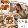 Creative Squirrel and Embroidery Kit for Beginners, DIY Decorative Wall Set with Embroidery Hoop, Scissors and Needle Threader