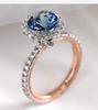 2026 Luxury Prong Setting-Rings for Women with Deep Blue Zircon Stone Anniversary Gift   Wife Micro Paved Middle