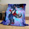 Glowing blue streaks and spiked edges contrast with red accents. for all seasons blanket lunch break throw gift