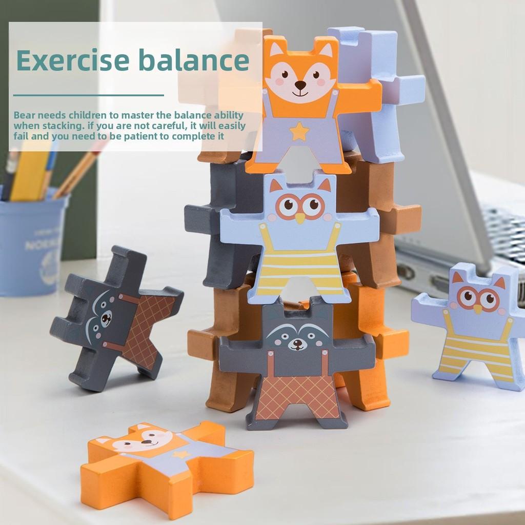 Wooden Bear Balance Stacking Toy For Kids Development And Hand Eye Coordination