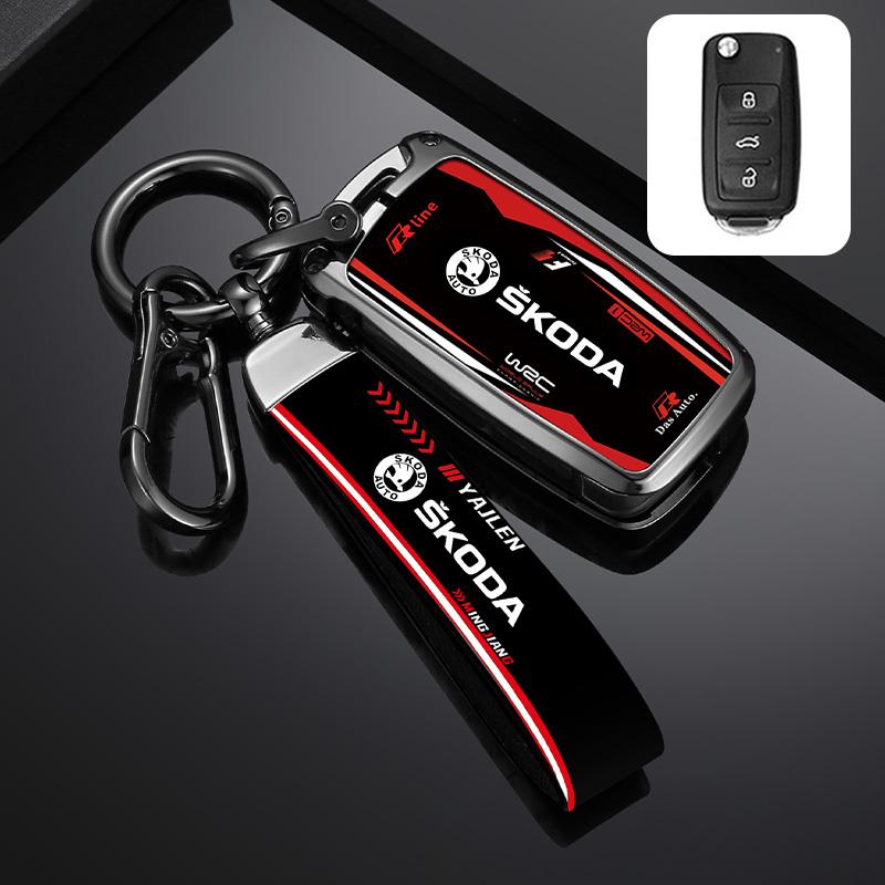 Car Flip Remote Key Fob Case Cover For Skoda Octavia A5 A7 Fabia Superb Kodiaq Karoq Protector Shell Bag Keychain AccessoriesTX5