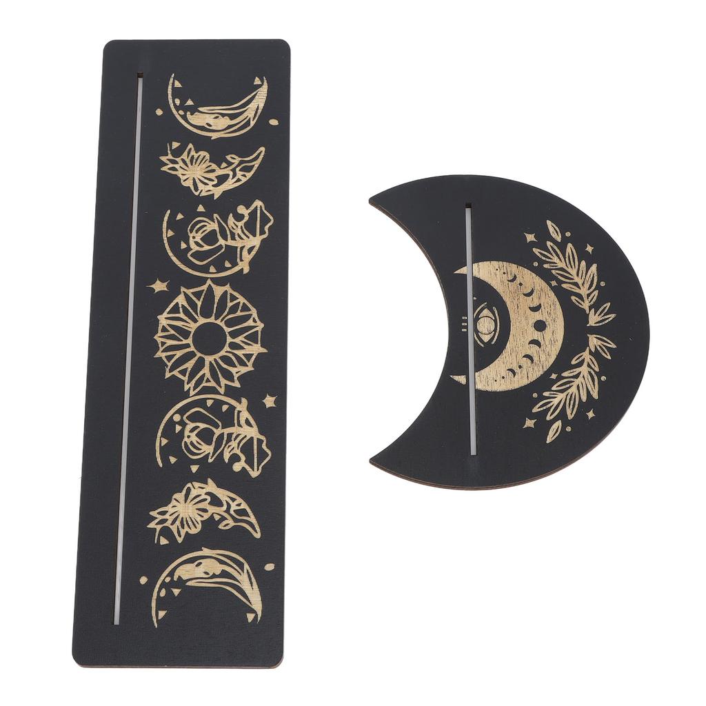 2-częściowy drewniany stojak na karty tarota w kształcie księżyca i prostokąta, drewniany stojak na karty tarota