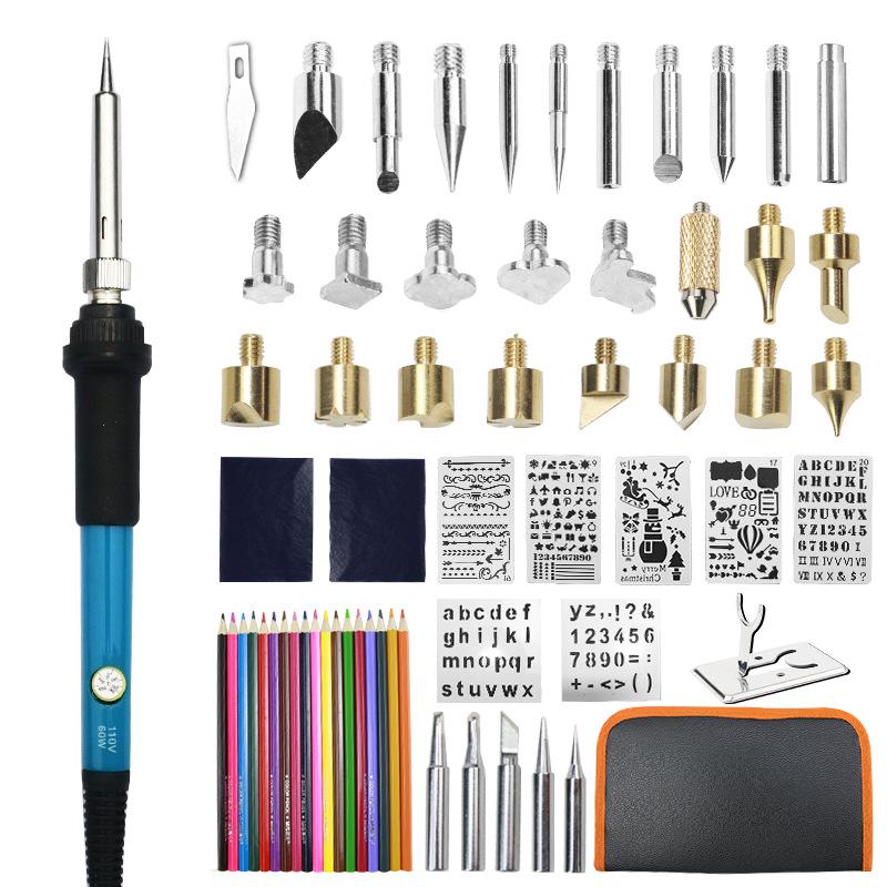 62-Piece 60W Adjustable Temperature Digital Soldering Iron and Pyrography Pen Set