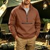Herren-Farb-Sweatshirt mit langen Ärmeln, Stehkragen und Taschen