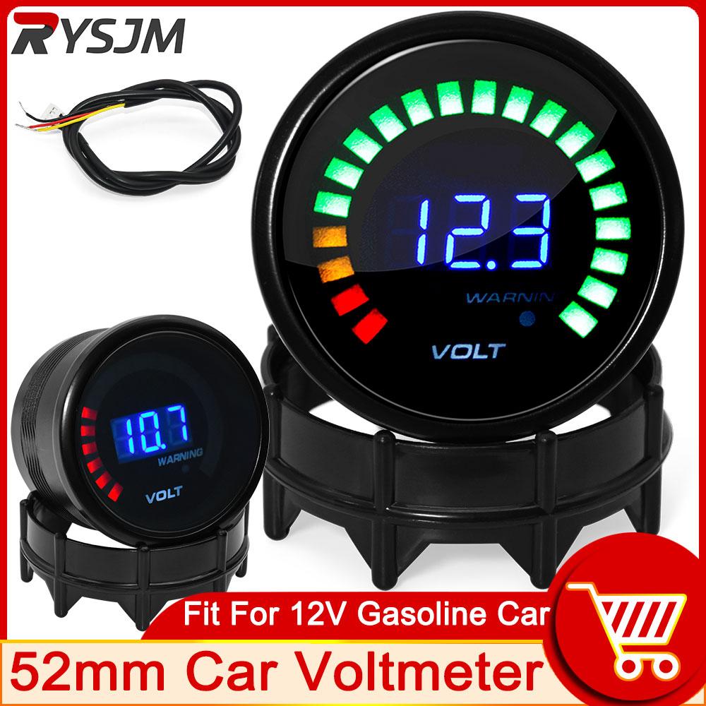Voltmètre numérique LED étanche pour voiture, panneau de moniteur de tension, voltmètre coloré, affichage de jauge, accessoires de voiture, AD 52mm,