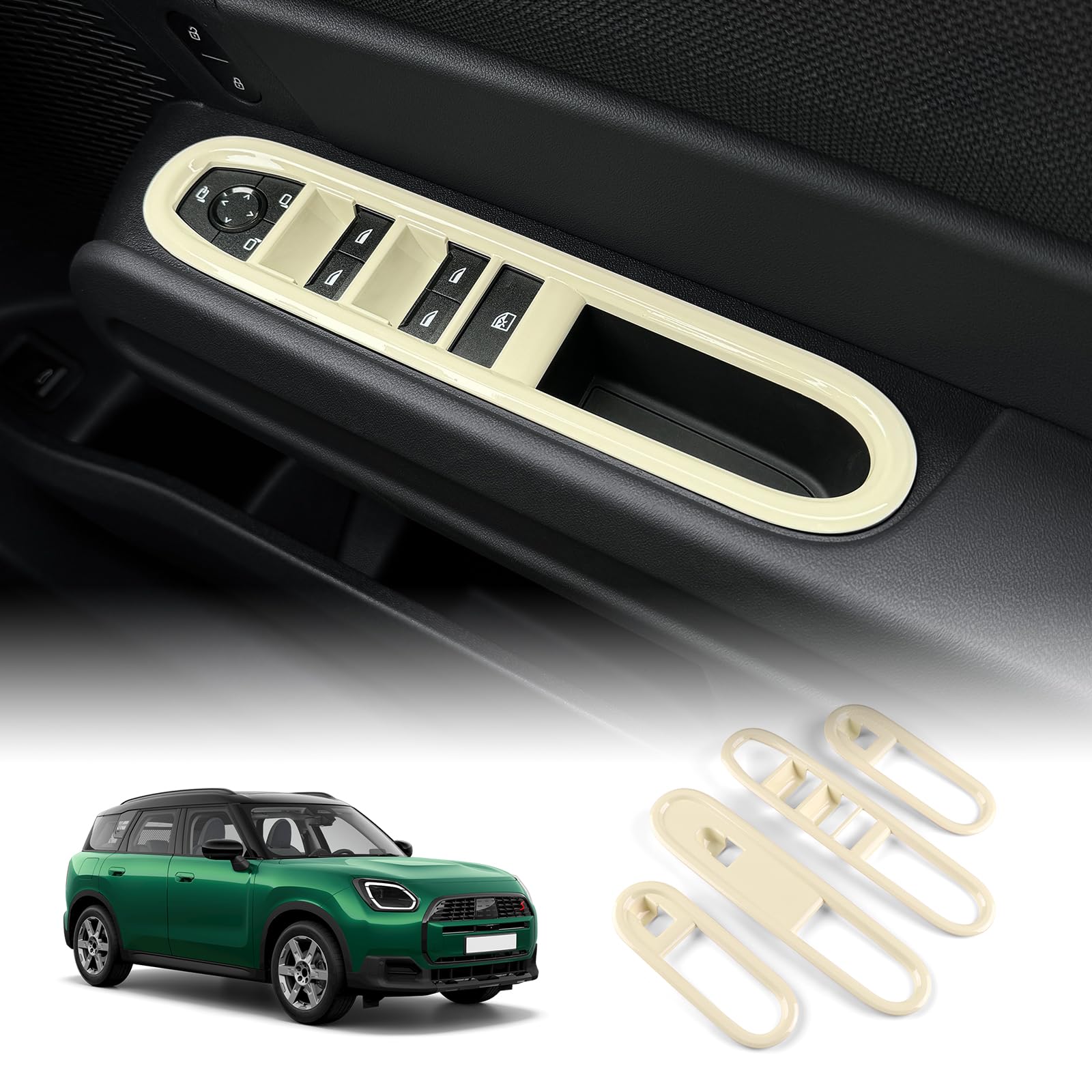 

KUNGKIC Mini Cooper U25 Countryman 2023 2024 2025 COUNTRYMAN Эксклюзивная Рамка Панели Кнопок Стеклоподъемников бежевый