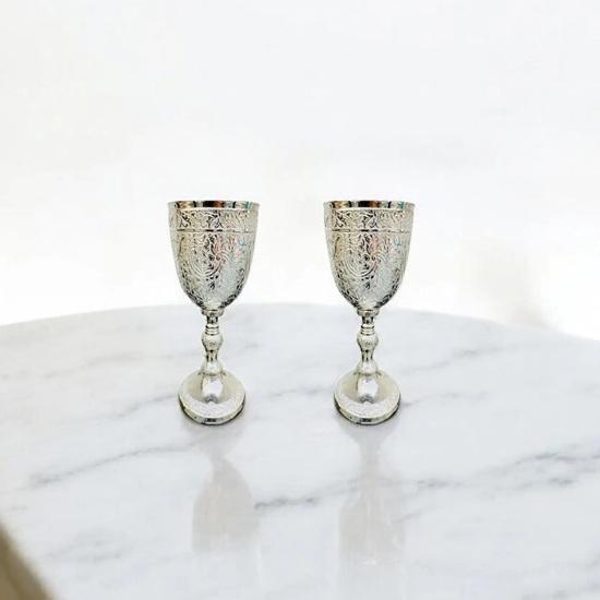 Brass Chalice Engraved Gold Plated Wine Goblet Handmade Brass Cup 200ml