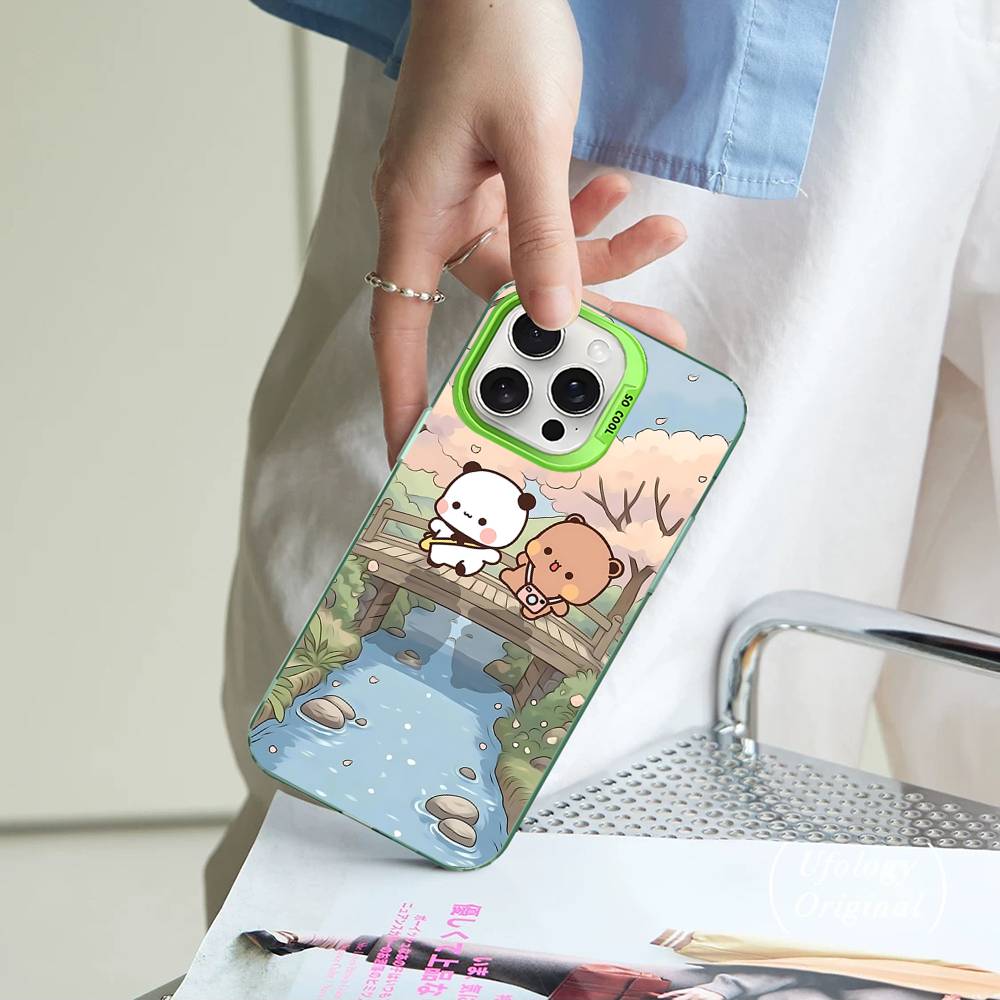 Cute Bubu Dudu For IPhone 11 12 13 14 15 16 17 Pro Max Plus Colorful Black Matte Phone Cover
